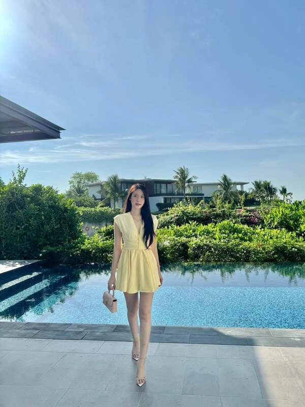 Yellow V-Neck Mini Dress