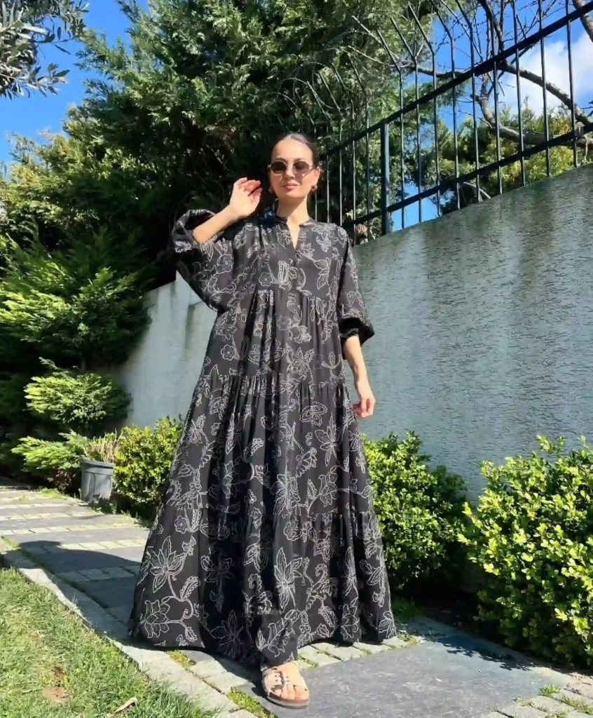 Black Floral Print Maxi Dress
