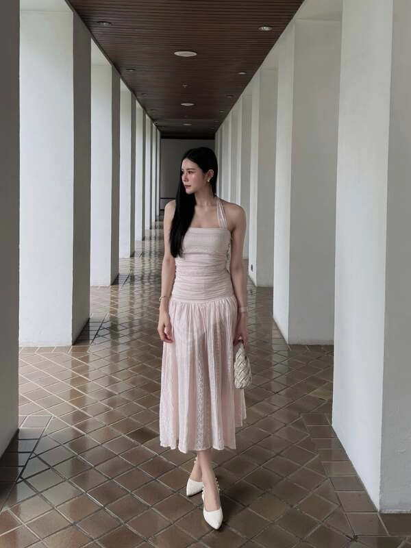 Blush Halter Midi Dress
