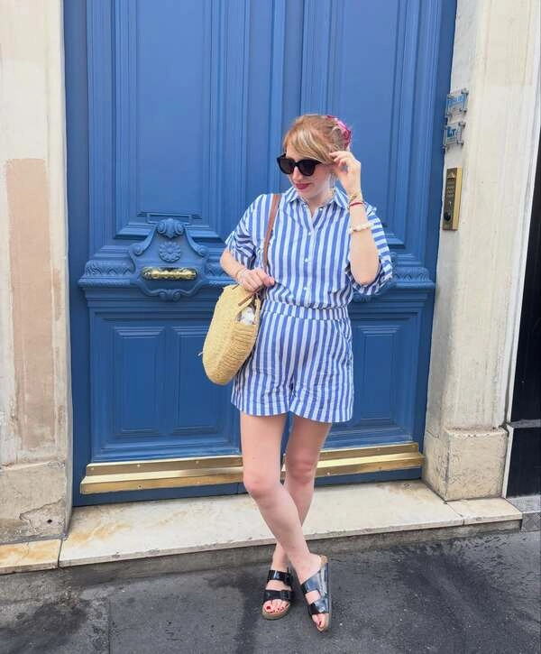 Blue Striped Matching Set