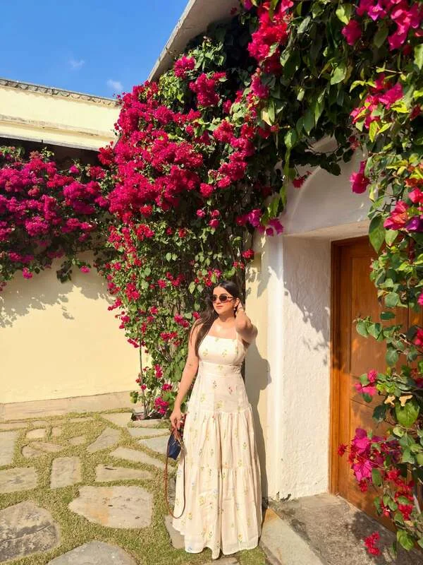 Cream Floral Tiered Maxi Dress