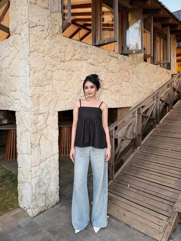 Black Cami Wide Jeans