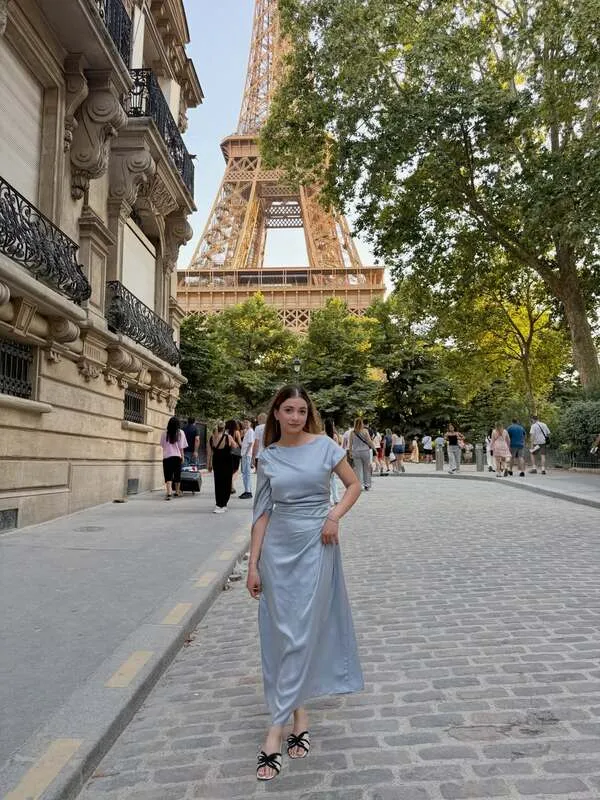 Slate Blue Satin Dress