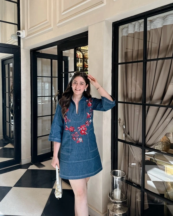 Embroidered Denim Tunic Dress