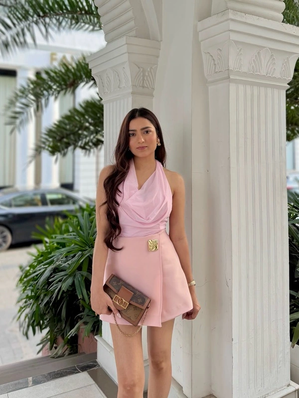 Pink Halter Mini Dress