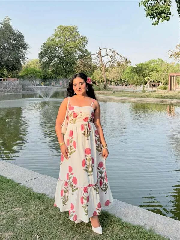 White Floral Print Maxi Dress