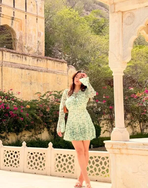 Green Floral Mini Dress