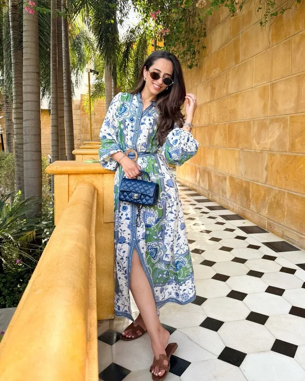Blue & Green Floral Shirt Dress