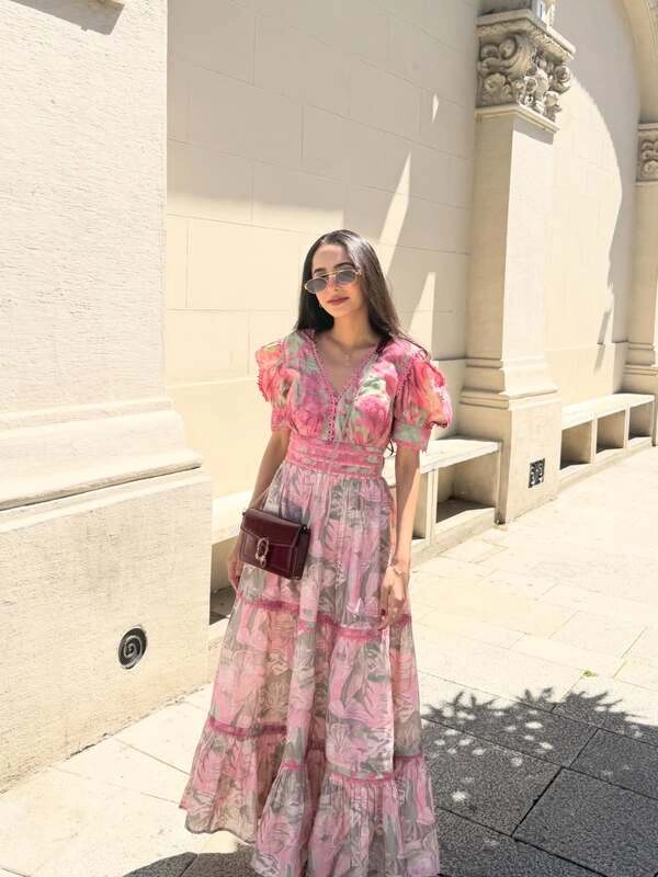 Pink Floral Maxi Dress