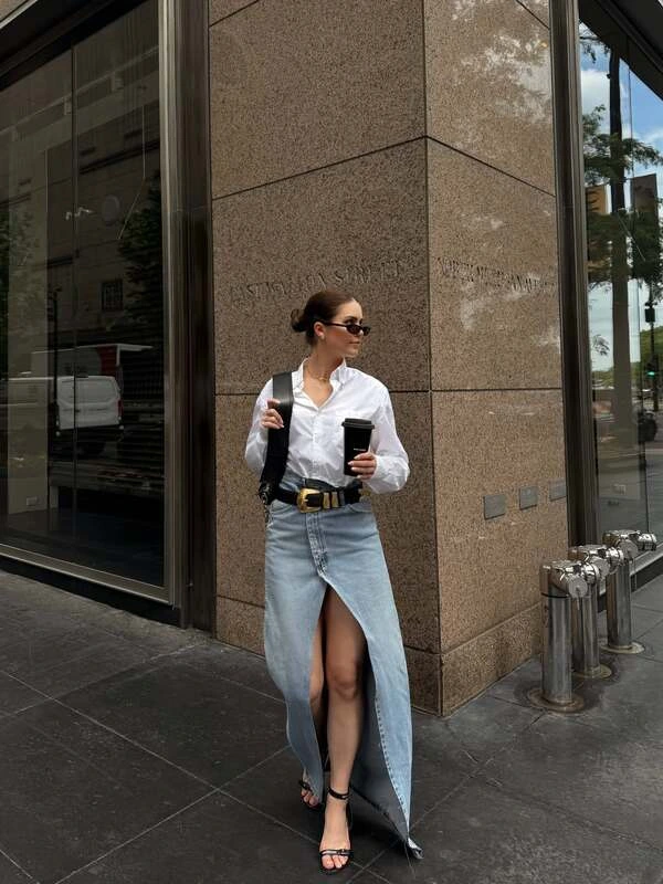 Long Denim Maxi Skirt