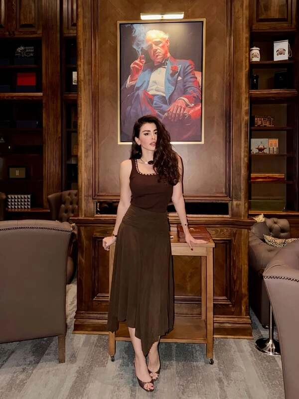 Brown Tank Midi Skirt