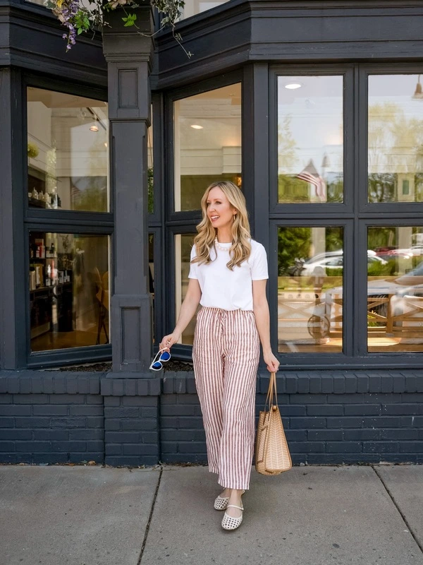 Striped Wide-Leg Pants