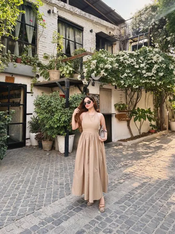 Beige Halter Maxi Dress