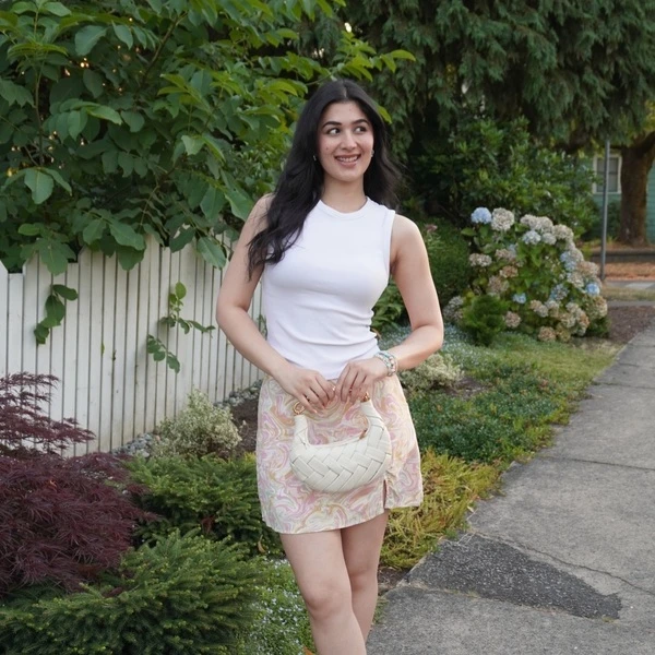Pastel Marble Print Mini Skirt