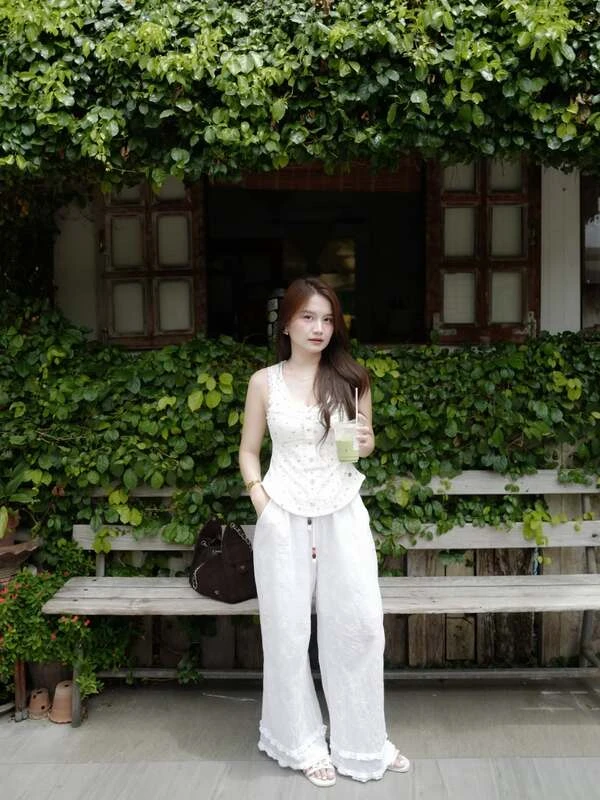 White Eyelet Two-Piece Set