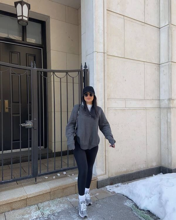 Grey Quarter Zip Leggings