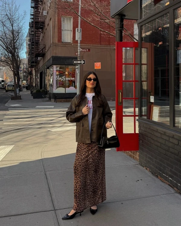 Leather Jacket Leopard Skirt