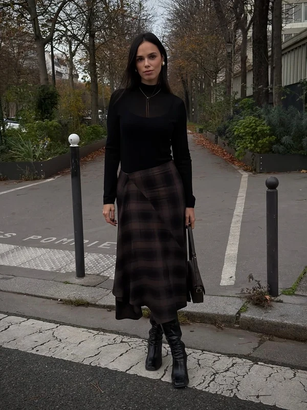 Plaid Skirt Black Top