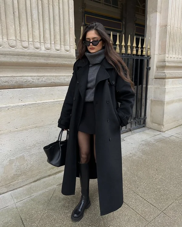 Trench Coat & Mini Skirt