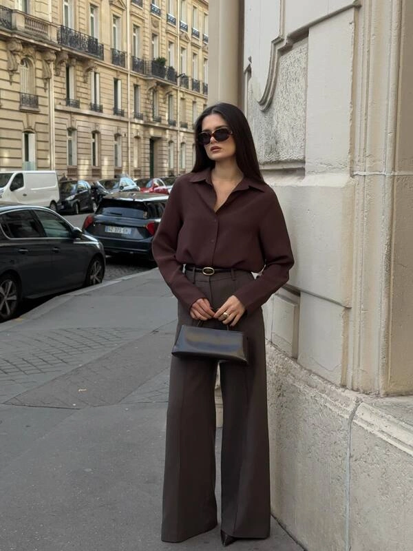 Brown Wide Leg Trousers