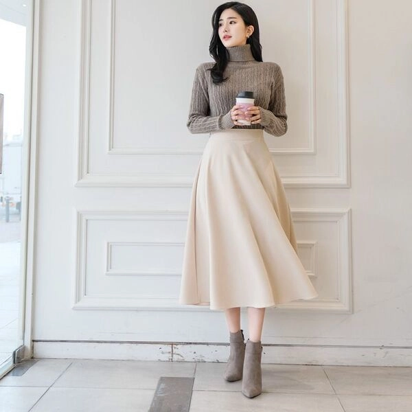 Turtleneck & Full Skirt
