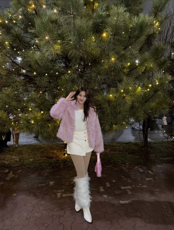 Fluffy Pink Jacket Outfit