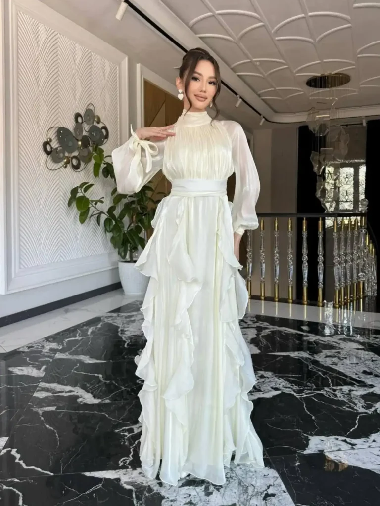White Ruffle Gown