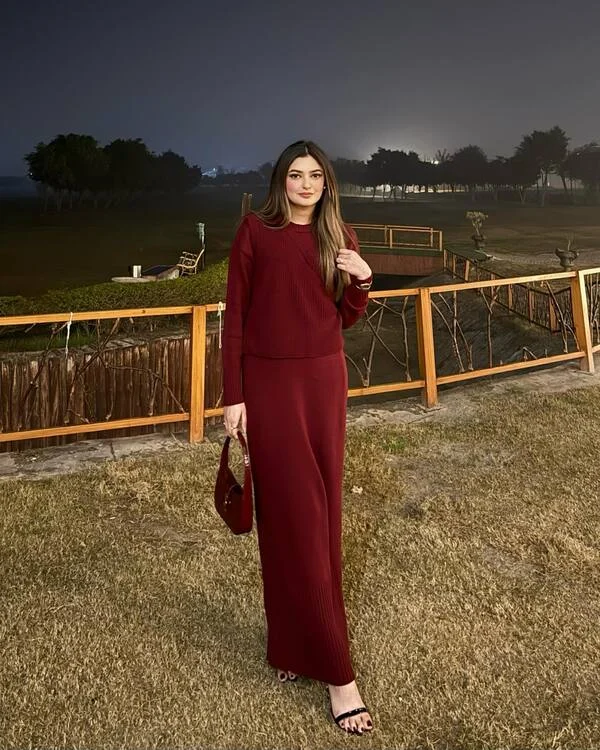 Burgundy Knit Set Outfit