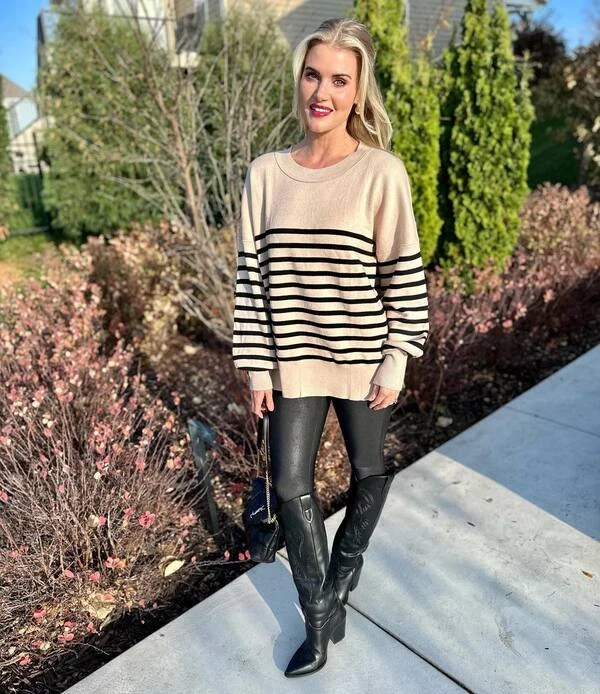 Striped Sweater Leggings Look