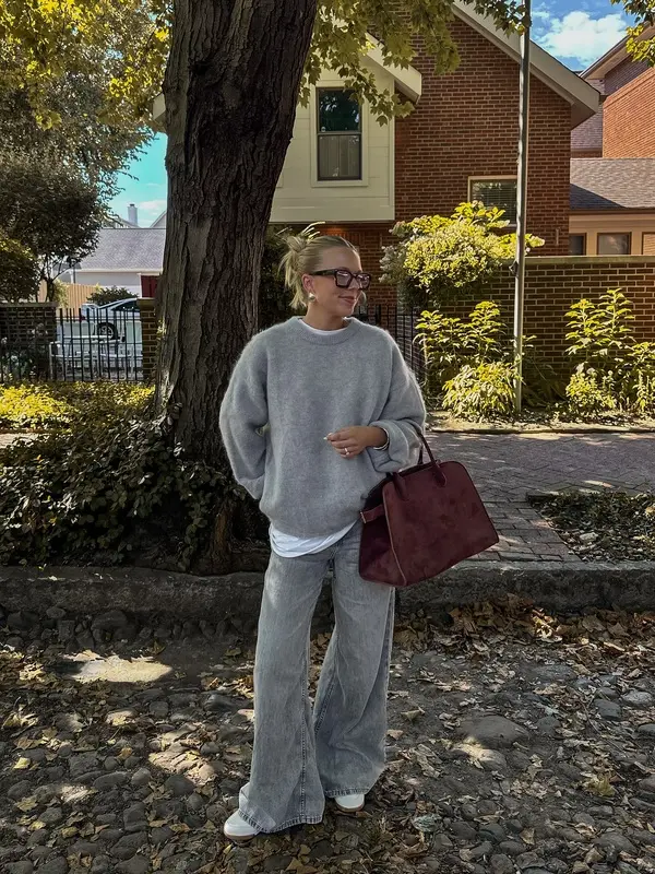 Grey Sweater Fall Outfit