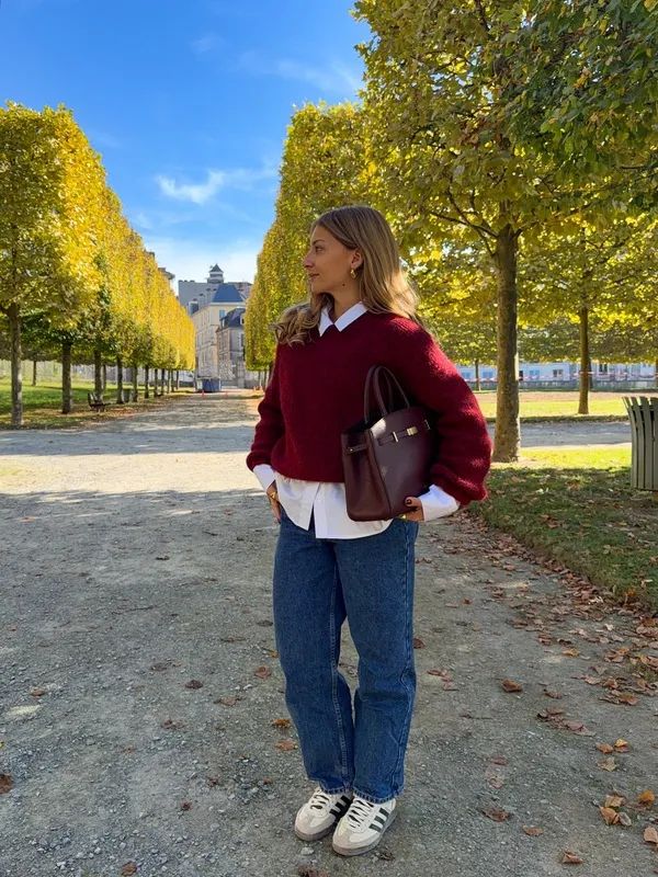 Burgundy Sweater Jeans