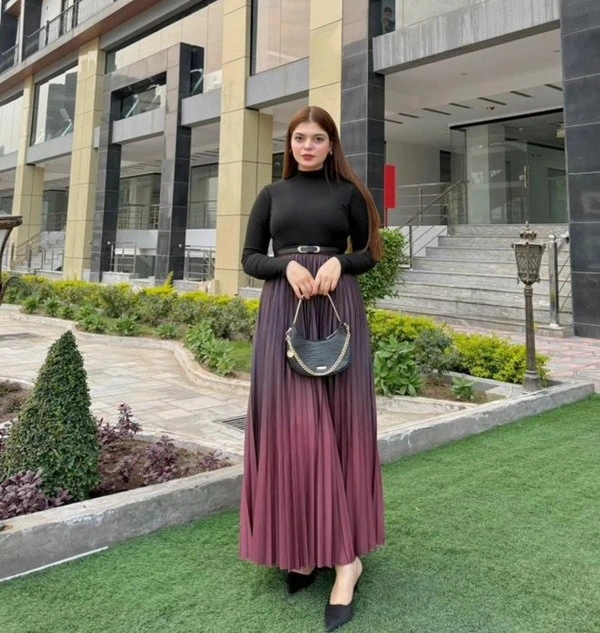 Pleated Maxi Skirt Outfit