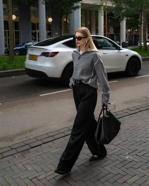 Half-Zip Sweater Street Style