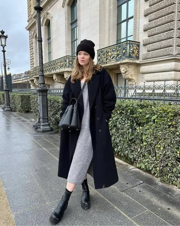 Black Coat Gray Dress