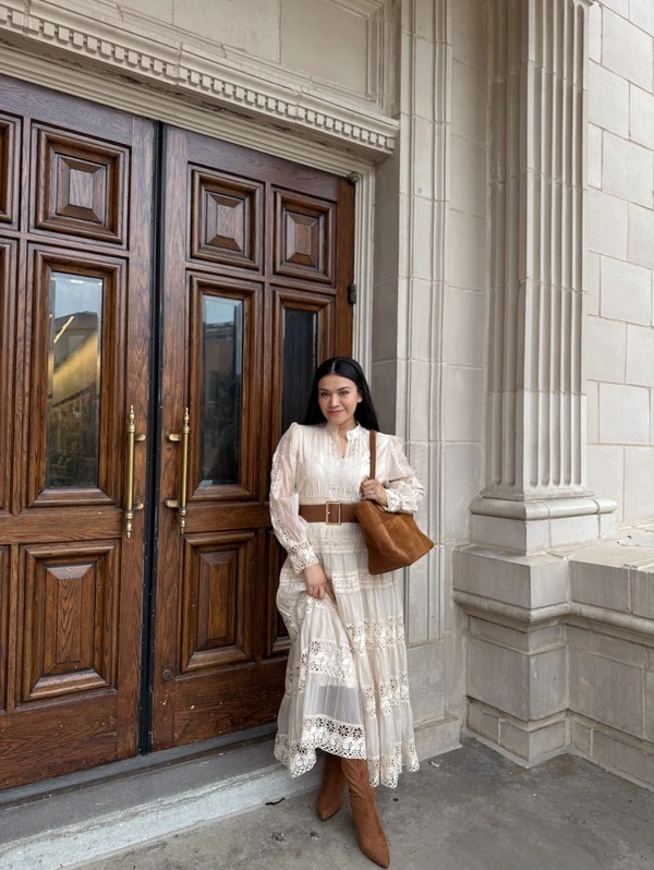 Cream Lace Maxi Dress