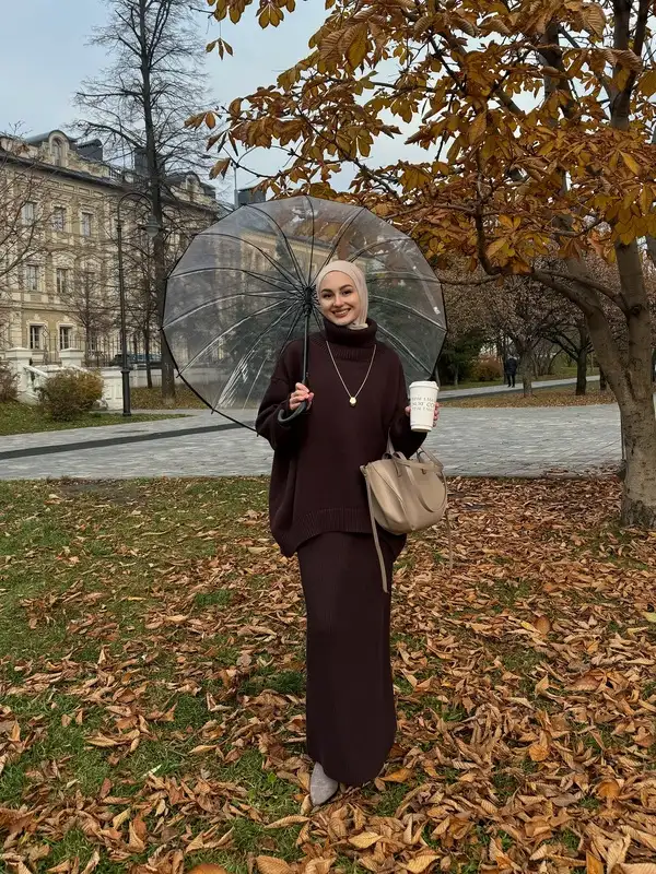  Oversized Brown Knit Set