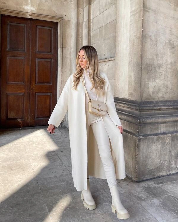 Cream Long Coat Outfit