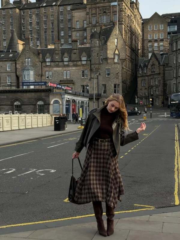 Plaid Midi Skirt Outfit