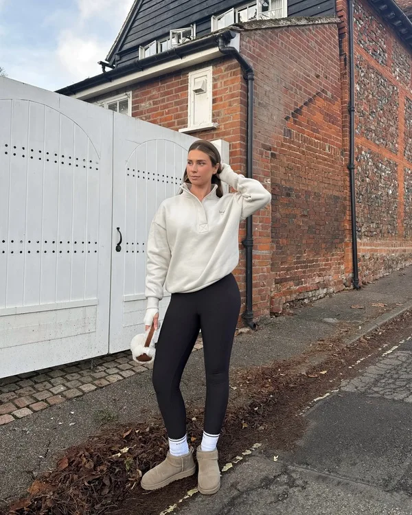 Cream Quarter-Zip Look