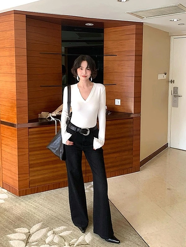 White V-Neck Top Outfit