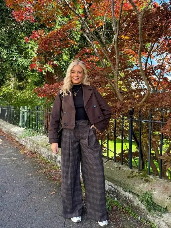 Plaid Wide-Leg Pants Outfit