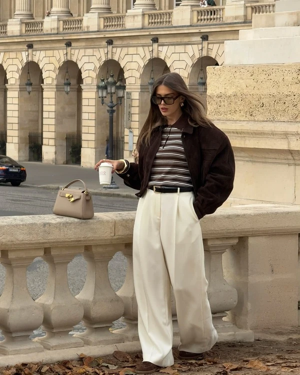 Suede Jacket, Wide Trousers