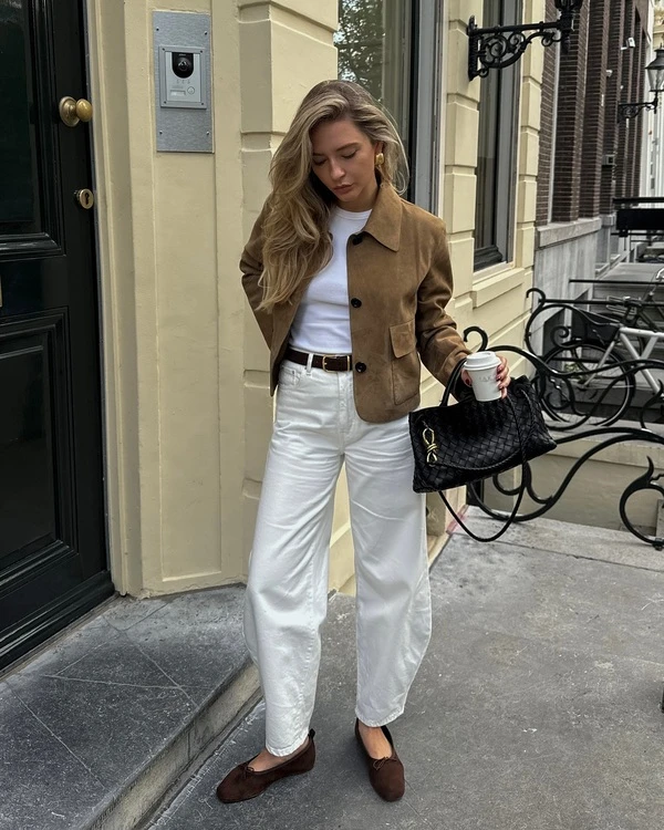 Suede Jacket And Wide Pants