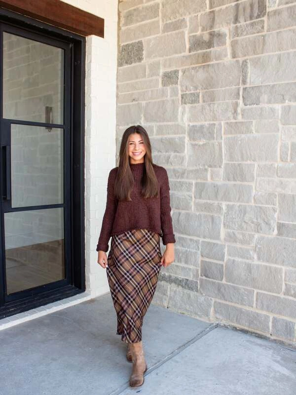 Plaid Midi Skirt Look