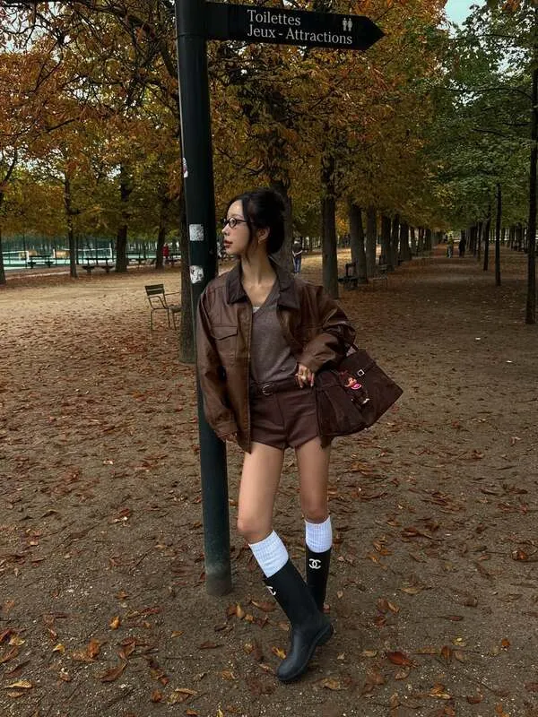 Leather Jacket And Shorts