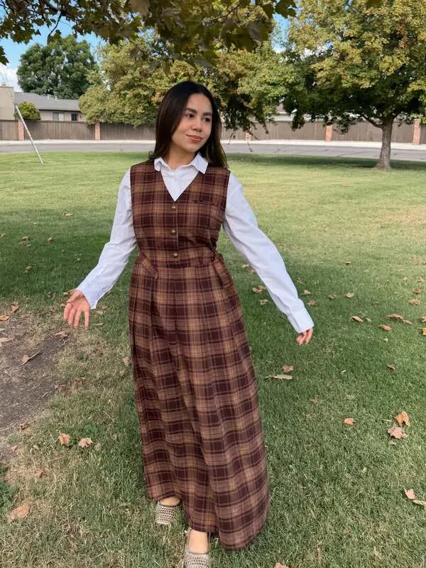 Plaid Jumper Dress Look