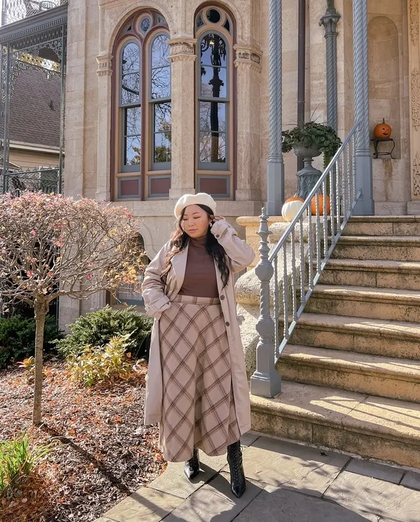 Plaid Skirt, Cozy Trench