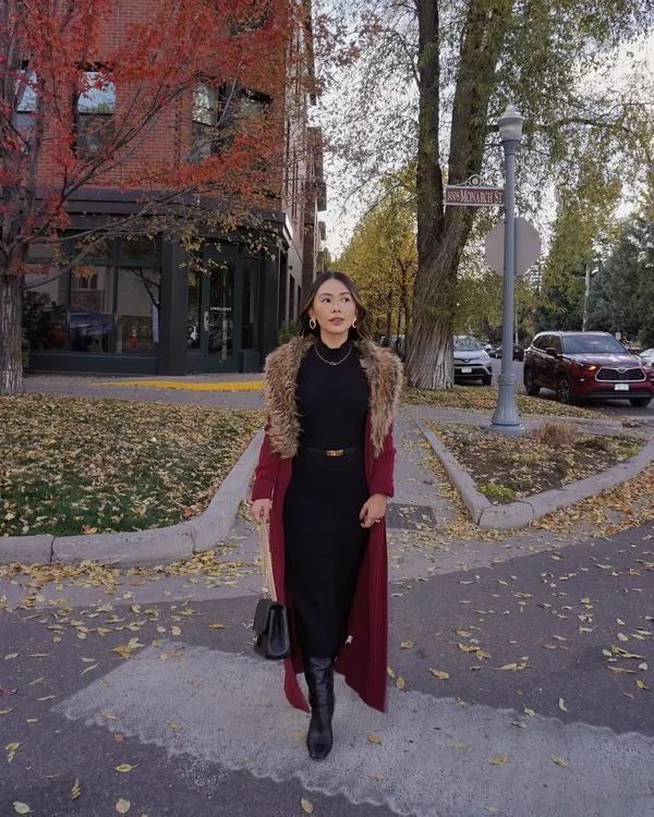 Burgundy Long Cardigan Outfit