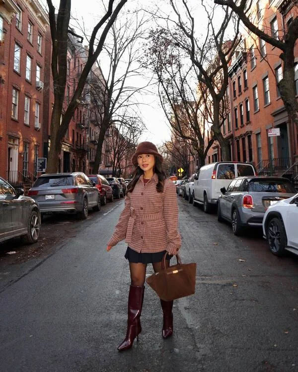 Plaid Belted Jacket