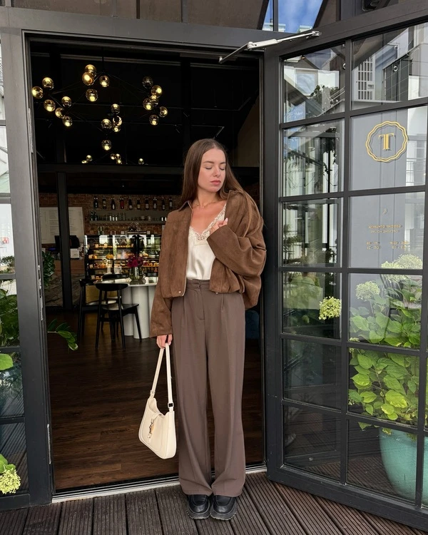 Suede Jacket and Lace Cami